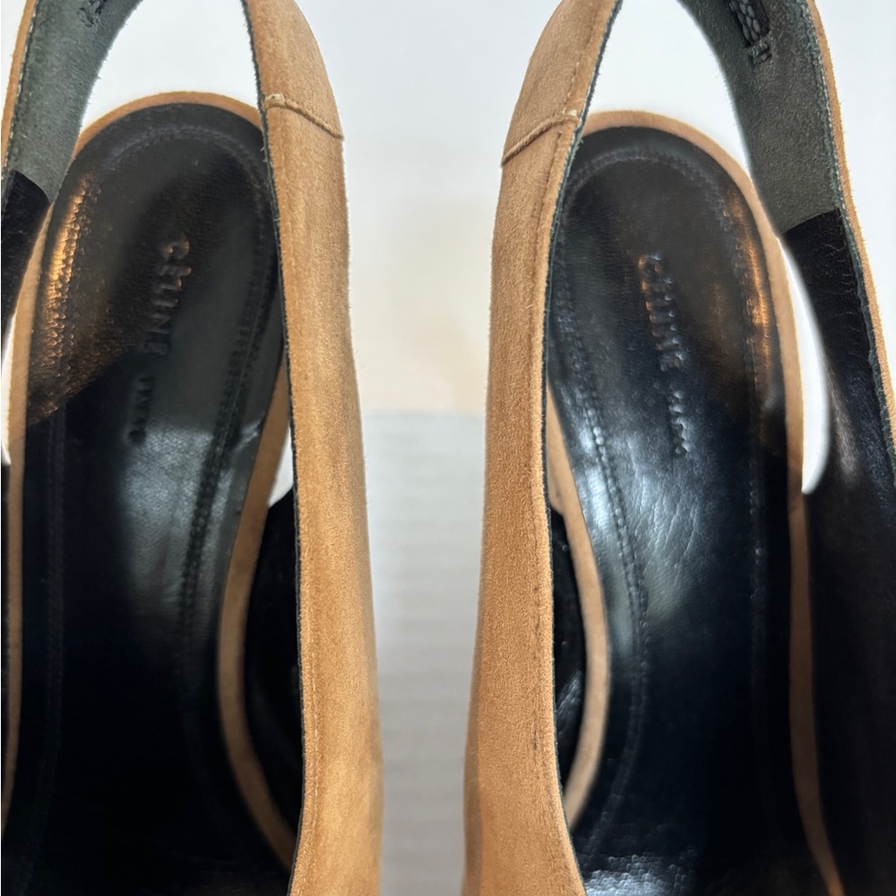 Celine Suede Peep-Toe Slingbacks  | Size 36 | Camel Suede Wedges - Picture 10 of 10